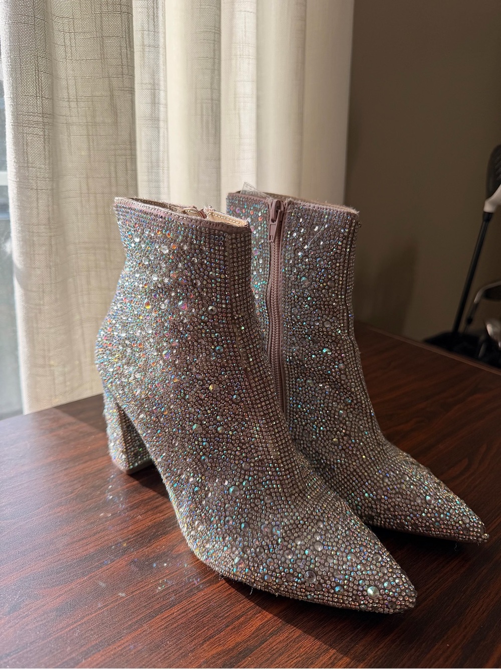 Betsey Johnson Rhinestone Pointed Toe Ankle Boots